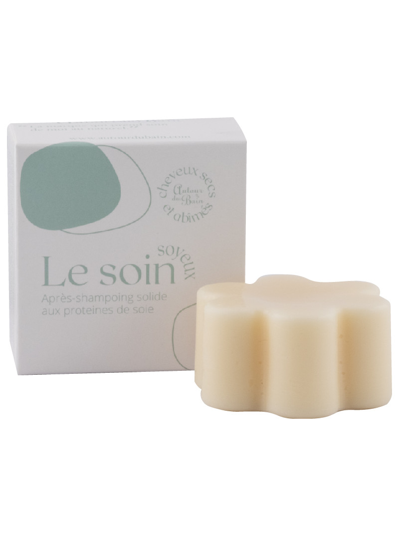 Après-Shampoing solide aux protéines de soie - pour cheveux secs ou abîmés